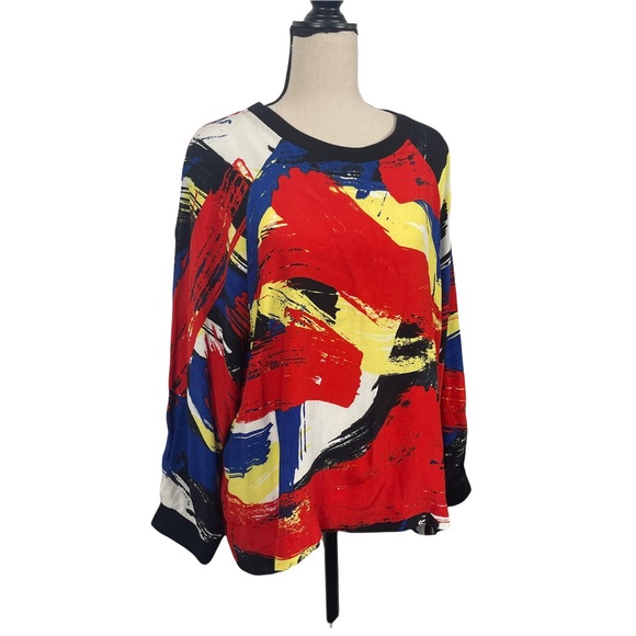 Topshop Abstract Print Long Sleeve Top Blouse Size 12 - Picture 5 of 9